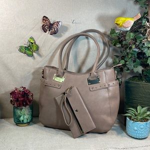 NWOT - Large Tan Tote w/Matching Wristlet